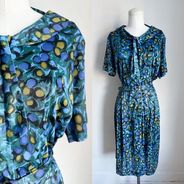 Vintage 1960s Novelty Print Nylon Dress / M 