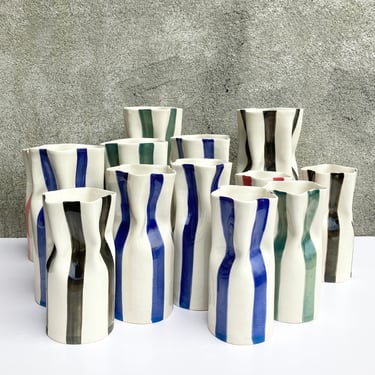 SECONDS Ceramic Vase with Stripes / Multiple colors - ready to ship 