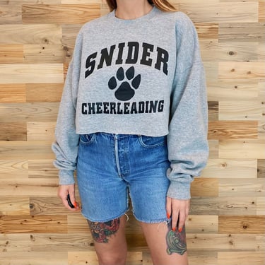 90's Vintage Snider Cheerleading Cropped Sweatshirt 