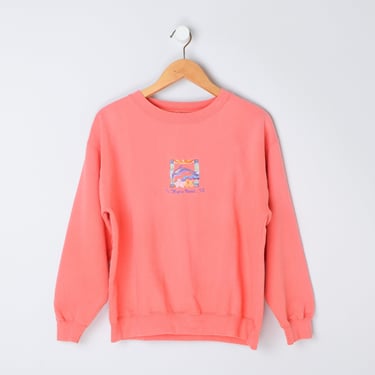 Vintage 90s Ft Myers Beach Dolphin Sweatshirt - nineties, pink, florida, vacation - Women's L 