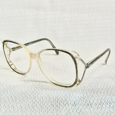 Vintage Glasses Frames, Gray Marbled Lucite, Big Geometric, Oversize, Cut Out Sides, Vintage 80s 