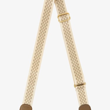 Adjustable Webbing Stap - Cream / Khaki Checker