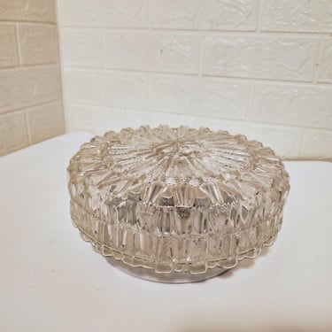 Vintage Round Glass Sconce / Mid Century Flush Mount Ceiling or Wall Light / Modern Round Wall Plafoniere/ Vintage Lightning/ Yugoslavia 70s 