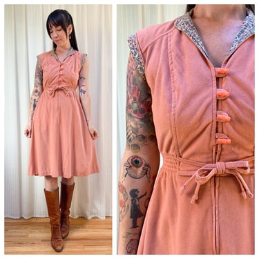 70s peachy pink midi dress 