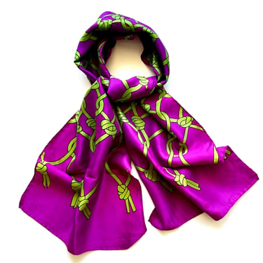 Vintage 60s Mod Scarf Purple Green 1960s Graphic Scarf Accessory 