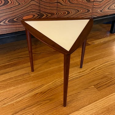 1960’s Arthur Umanoff Walnut Side Table White Inlayed Top - Free Shipping 
