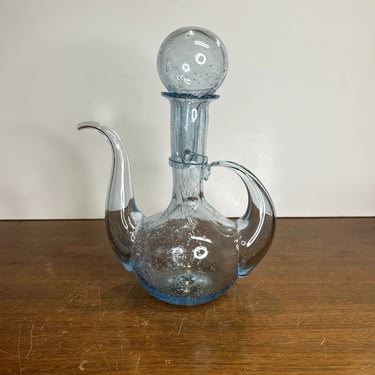 Vintage Biot Glass Controlled Bubble French Glass Carafe Pitcher Decanter 