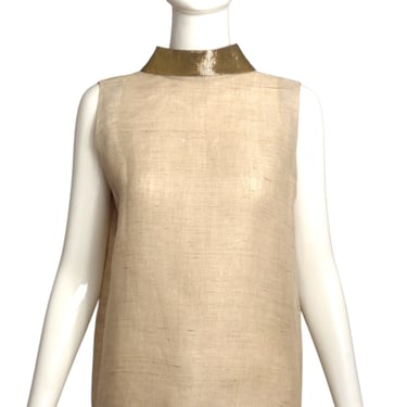 ISAAC MIZRAHI- 1989 Linen & Lamé Backwards Top, Size-8