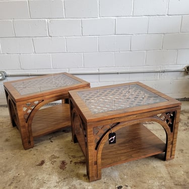 Pair of Vintage Lattice Arch Side Tables