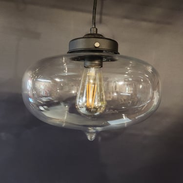 Contemporary Schoolhouse Pendant Light with Clear Glass 10" x 15"