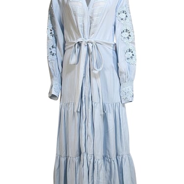 Kobi Halperin - Light Blue Button Front Tie Detail &quot;Maylie&quot; Dress Sz L
