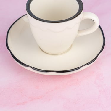 Black Band Scallop Edge Demitasse Cup &amp; Saucer