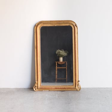 Gilded Louis Philippe Mirror with Red Clay Bole | 28 x 45.25