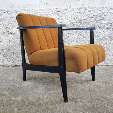 Vintage Coctail Armchair/  Lounge Armchair / Mid Century Lounge Cocktail Armchair/ Original Vintage Brown Textile Armchair/ 60s/ Yugoslavia 