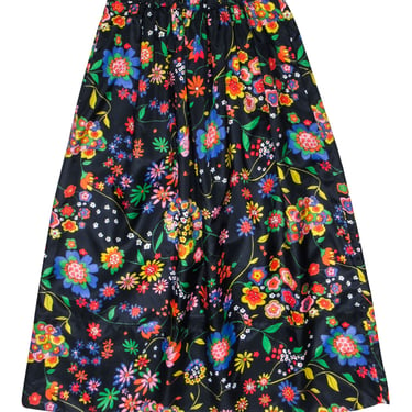 Tibi - Navy &amp; Multi Color Printed Tech Floral Skirt Sz 4