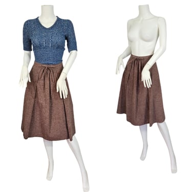 1960's Tan Tweed Skirt I Sz Sm I W: 25