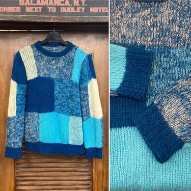Vintage 1970’s Mod Op Art Mohair Loose Weave Punk Sweater, 70’s Punk Style, Vintage Clothing 