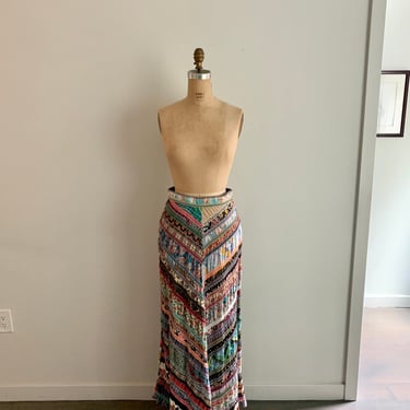 Vintage 1970s patchwork maxi skirt-size M 