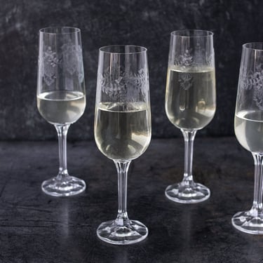 Garland Etched Champagne Flute Set of 4