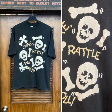 Vintage 1980’s “Shake, Rattle, and Roll” Skeleton Cotton Cartoon T-Shirt, 80’s Tee Shirt, 80’s Skull Tee, Vintage Clothing 