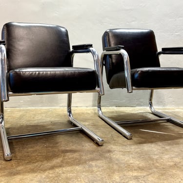 Italian Chrome Tube Arm Chairs c.1970's