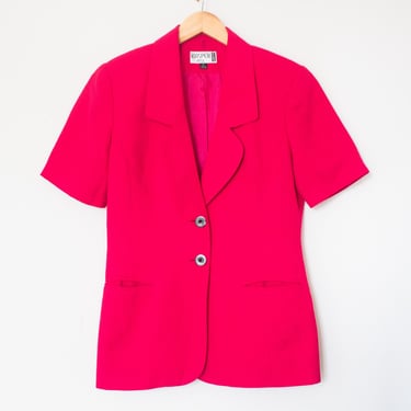 Kasper ASL Dress | Vintage 80s/90s Hot Pink Short Sleeve Blazer | Size 6 