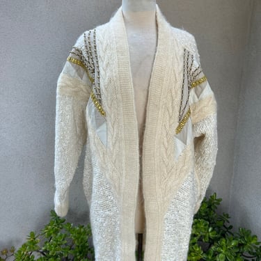 Vintage avant-garde ivory wool cardigan sweater OS by Nina Martini 