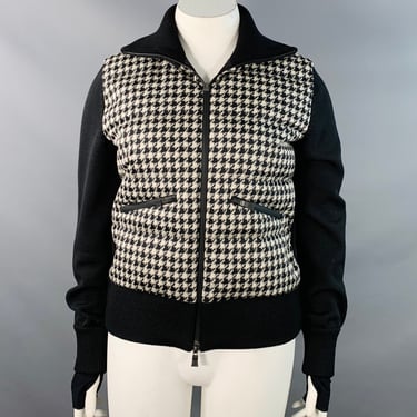 HERNO Size 10 Black White Wool Blend Houndstooth Padded Jacket