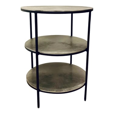 Currey and Company Silver Cane Three Tier Accent Table