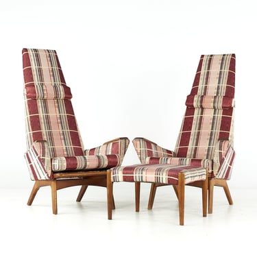 Adrian Pearsall for Craft Associates Mid Century Slim Jim Highback Lounge Chair - Pair - mcm 