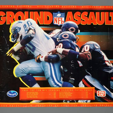 1992 Barry Sanders Ground Assault Detroit Lions Poster 16.5 x 22 Vintage NFL Poster 