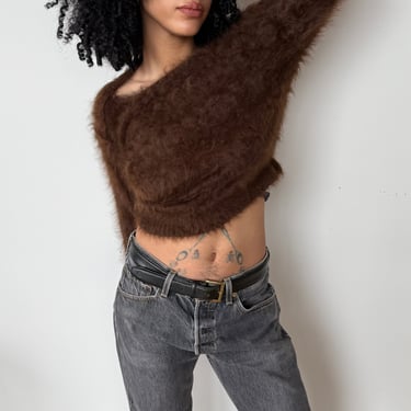 1980s Brown Mohair Knit Sweater sz. S-L