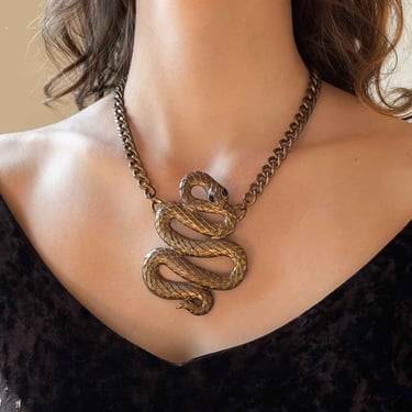 Brass Snake Statement Necklace