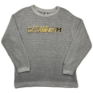 Vintage 90s Starter University of Michigan Wolverines Embroidered Crewneck Sweatshirt Pullover Size Large 