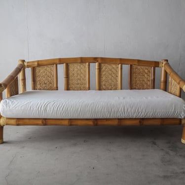 Vintage Oversized Stacked Bamboo Daybed 