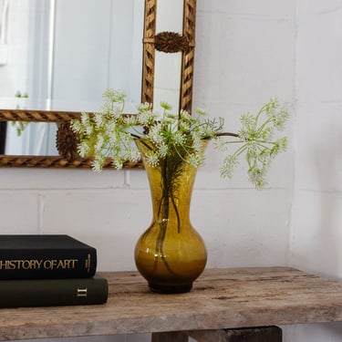 vintage french hand blown glass Biot amber vase