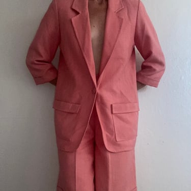 vintage hot pink woven short suit size us 8 