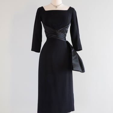 Sublime 1950's Patullo Jo-Copeland Black Silk Cocktail Dress / Small