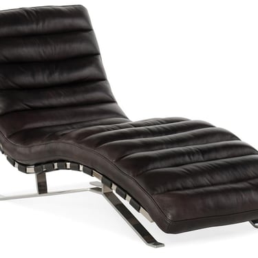 CRADDOCK BLACK LEATHER AND CHROME CHAISE LOUNGE BY HOOKER