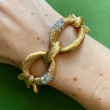 Designer Panetta Gold Link Diamond Rhinestone Pave Bracelet