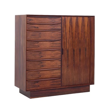 Svend Madsen for Falster Mid Century Danish Rosewood Tambour Door Armoire Dresser - mcm 