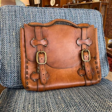 Vintage Hand Tooled Leather Briefcase/Attaché Case
