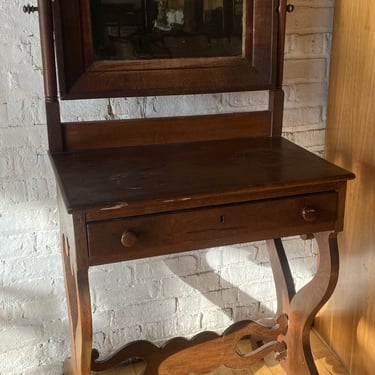 Small Wooden Vanity w Mirror