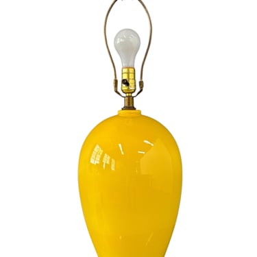 1970s Large Haeger Intense Yellow Ceramic Table Lamp Mid Century