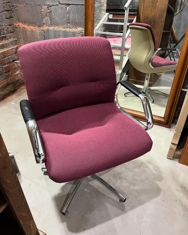 Purple steel case swivel chair. Super heavy! 24” x 21” x 34” seat height 19" 