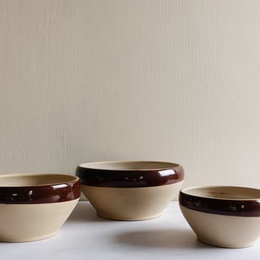 vintage french digoin stoneware bowls, set of 3