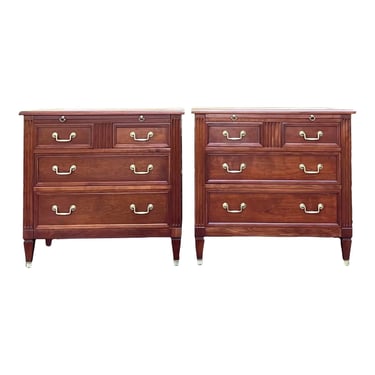 Refinished Kindel Solid Cherry Bachelor Chest Nightstands - a Pair 
