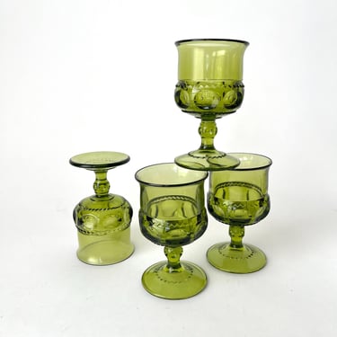 MCM Green Glasses Barware Drinkware Set of Four 