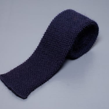 Vintage 1980s Navy Blue Roosternit Wool Mohair Knit Necktie 