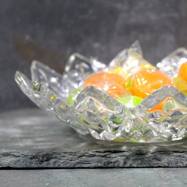 Federal Glass Berry Bowl Lotus Flower Design | Vintage Pressed Glass Trinket Dish | Vintage Lotus Candy Dish | Bixley Shop 